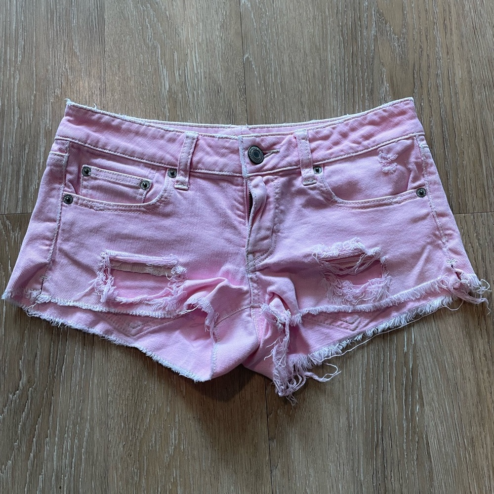Barbie Pink Distressed Denim Shorts - Soft & Comfortable, Size 6 (Fits like 4)